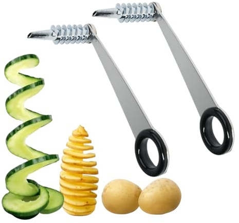 2 Piezas Cortador en Espiral de Patatas, Espiralizador de Verduras, Cortador de Patatas Fritas, para Frutas y Verduras Zanahoria, Pepino, Manzana, Patata