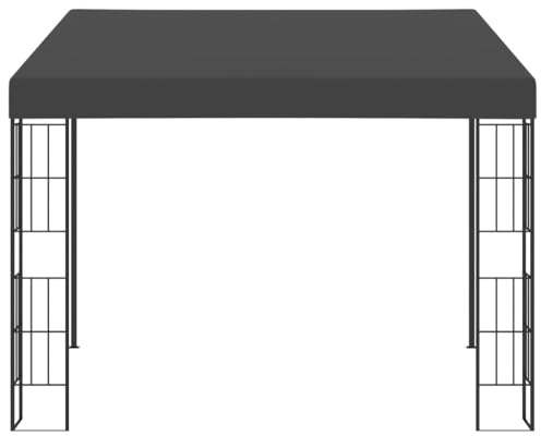 Wandpavillon für Außenbereich 3x3 m mit Anthrazit Stoff und Stahlrahmen als Sonnenschutz für Terrasse und freistehender Pavillon mit Montagemöglichkeit an der Hauswand