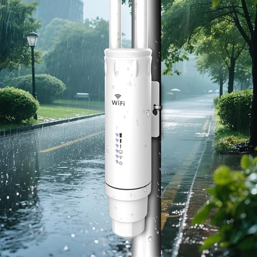 WONLINK Access Point WiFi Esterno 1200Mbps 4 Antenne Porta Ethernet POE 24V IP66 WMU-MIMO Ripetitore WiFi Esterno Supporta Modalità Router Ripetitore AP con Indicatori di Segnale per Uso Esterno