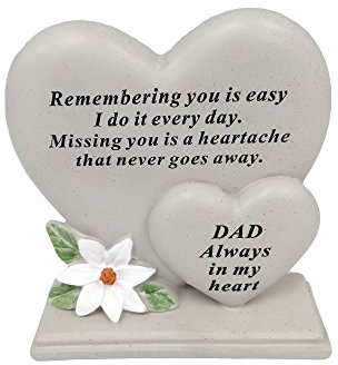 David Fischhoff Dad Double Heart Plaque, Poly Resin, Cream, 17.5 x 5.5 x 19 cm