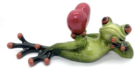 3D kreative grüne Frosch lustige Harzstatuen grüner Frosch Figur Statue Tierdekor für Kinder Geschenk Sport Yoga Frosch (1 Packung, Love Lady)