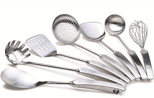 Spatula Thick Section 304 Stainless Steel Spatula Fried Shovel Egg Beater Spoon Colander Scrub one molding 7pc, 7pc