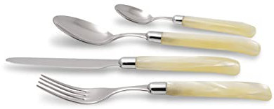 Rivadossi Giada Avorio - Set di Posate per 6 Persone, 24 Pezzi - 100% Made in Italy, Artigianalità e Design - Acciaio Inox 18/10