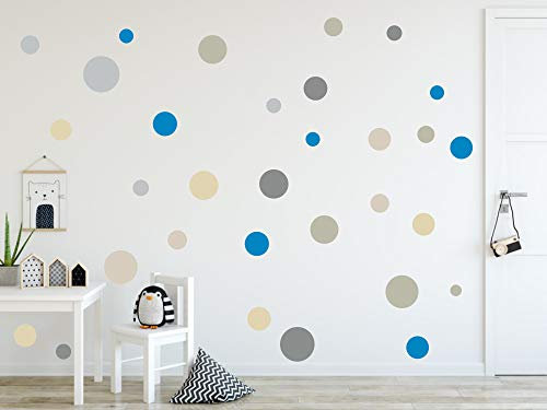 timalo® 120 Stück Wandtattoo Kinderzimmer Kreise Pastell Wandsticker – Aufkleber Punkte | 73078-SET1-120
