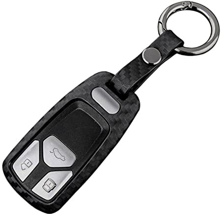 M.JVisun Doux Silicone Caoutchouc Clef Coque Porte-clés pour Audi A4 A4L A5 A6 A7 A8 Q5 Q7 R8 RS Q3 RS4 RS5 RS7 S4 S5 S6 S7 S8 SQ5 SQ7 TT TTS TT-RS Clé - Noir - Rond Porte-clé