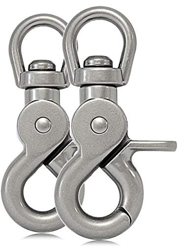 Ganzoo © Scheren-Karabiner Haken mit Dreh-Gelenk/Dreh-Kopf für Hunde-Leine/Hals-Band 2er Set, legierter Stahl 61 mm Länge, auch für Paracord 550 / Schlüssel-Anhänger, Farbe: Silber matt