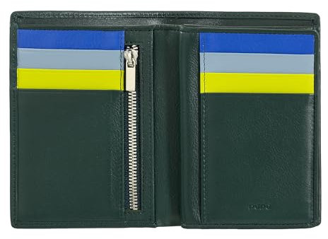 DUDU Portafoglio da uomo a libro RFID in pelle multicolore con lampo Mangrove