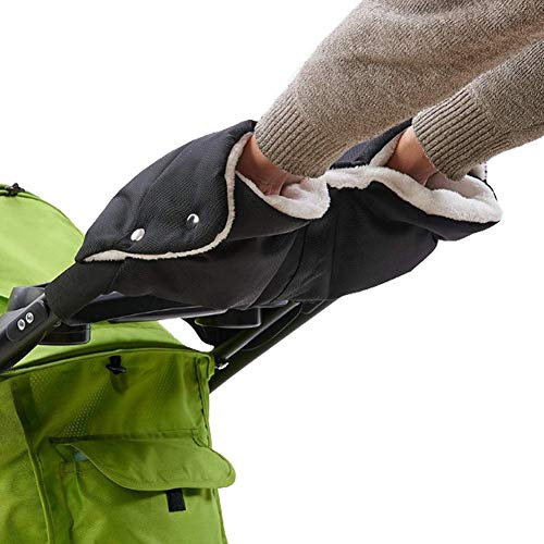 PYapron Handwärmer, Mture Handschuhe Handmuff Muff Mit Fleece Innenseite, Wasser- Und Windabweisend, Atmungsaktiv Fingerwärmer, Universalgröße Für Kinderwagen, Buggy, Radanhänger, 25X53cm,Schwarz