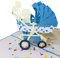 Baby Shower Pop Up Card for Boy or Girl by DEVINE CARDS | New Baby Pram Congratulations Card | Welcome Home Baby Shower Card | 3D Gift Card Love Popup Cards | Congratulations Baby Card