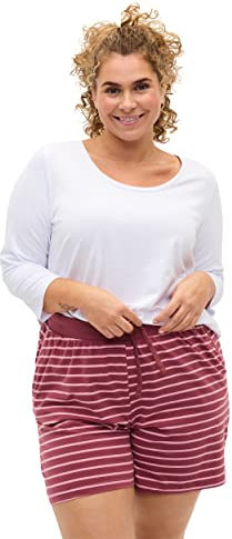 Zizzi Damen Große Größen Baumwoll T Shirt mit 3/4 Ärmeln und Rundhals Gr - Plus Size Damen Kleidung 54-56 Bright White