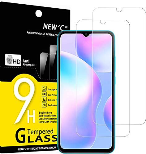 NEW'C 2 Stück für Xiaomi Redmi 9A, Xiaomi Redmi 9C für Panzerglas, Frei von Kratzern, 9H Härte, HD Displayschutzfolie, 0.33mm Ultra-klar, Ultrabeständig