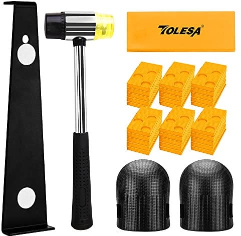 TOLESA Laminatfußboden, Vinyl Verlegeset ink Schlagteil, Hammer für Laminat Parkett, Schaum Kniepolster Zugeisen 30 Montagekeile, Laminat Parkett Laminate Wooden Floor Installation Kits PVC-Bodenbelag