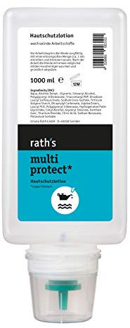 rath's multi protect - 1 Liter- unparfümietre Hautschutzlotion - schützt vor Verschmutzung durch Öl, Fett oder wässrigem Schmutz - und unter Handschuhen