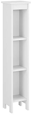 [en.casa] Standregal Bräcke Bücherregal Badezimmerregal schmal 80 x 17 x 17 cm Regal stehend mit 3 offenen Fächern Küchenregal WPC Aufbewahrungsregal Weiß