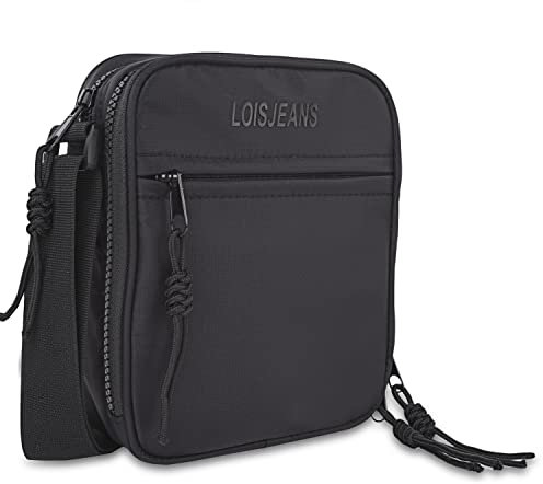 Lois - Bandoleras Hombre - Bolso Hombre Bandolera Ajustable - Bandolera Hombre Poliéster - Bolso Bandolera Hombre. Bolso de Hombre Pequeño., Negro