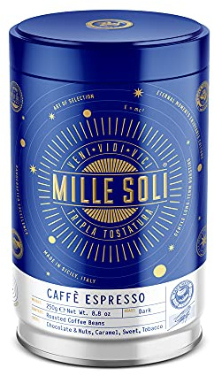 MilleSoli Caffè Espressobohnen 250g Dose - Traditionelle Dreifachröstung In Handarbeit - Premium Kaffeebohnen mit perfekter Crema und besonders säurearm für Vollautomat und Siebträger