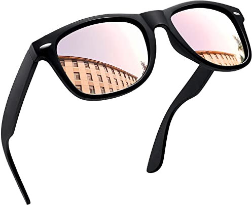 Joopin Lunette de Soleil Femme Miroir Polarisée Carrée et Lunette de Soleil Homme Rose Effet Miroir Pour Voyage et Conduite