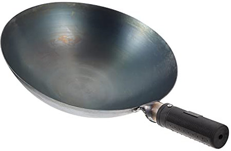 HEMOTON Iron Wok Pan Pow Wok Stir Fry Pans Chinese Cooking Pan with Handle for Home Professional Cooking, Black (00C1MS11OZ9STGPQ53T7V)