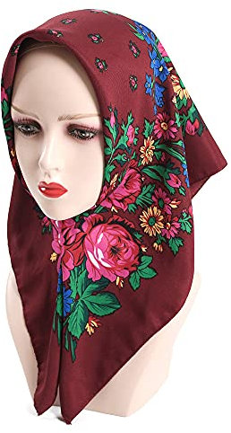 Russische quadratische Schals ukrainische Kopfbedeckung muslimischer Hijab-Schal wickelt Turban-Stoff traditionelle Schals ein