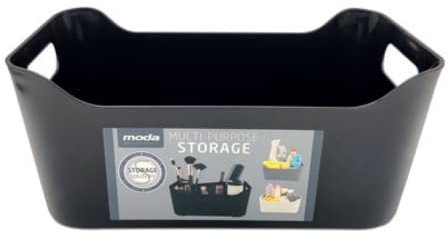 FabFinds Solid Storage Baskets Small Multipurpose Storage Box with Handles (1X(W16.5cmXL24cmXH10cm), Black)