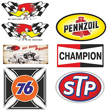 cut-it folientechnik & design MG609 / Horsepower Aufkleber Set 9cm 76 Kult Sticker Oldtimer Hotrod 76 USA V8 Youngtimer Rally Auto Tuning