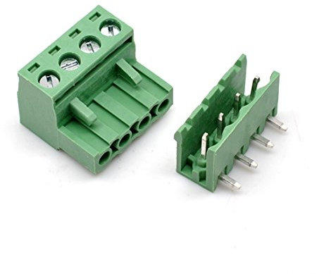 Oiyagai 10 Sets 4-Pin 5,08mm Rastermaß Rechtwinkliger Stecker Buchse PCB Schraubklemmenblock