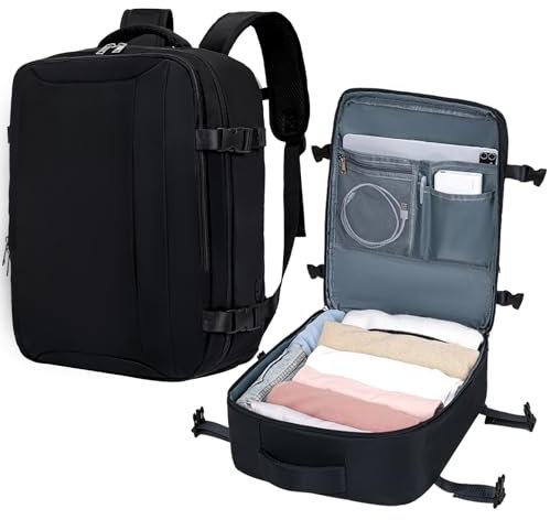 Cabin Bag 45x36x20 for New Easyjet, Underseat Cabin Luggage Bags Carry on Travel Backpack Cabin Size for Airplanes, 30L Hand Luggage Suitcase Water Resistant Laptop Backpacks Black
