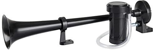 Rupse Klaxon Camion 12V 450mm Chrome Zinc Trompette Camion Air Horn avec Compresseur pour tous les Véhicules Lorrys Trains Bateaux Voitures Camions (Noir)