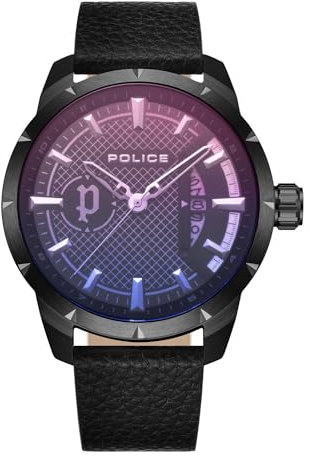 Police Herren Analog Quarz Uhr mit Leder Armband PEWJB2226901