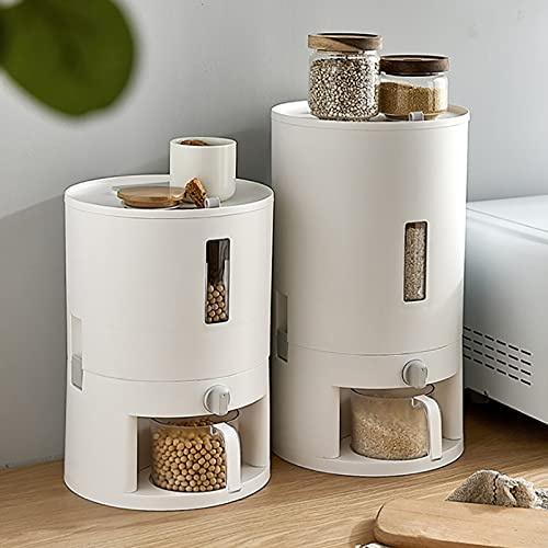 SanBouSi Distributeur de riz, distributeur de céréales, récipient hermétique avec couvercle et verre doseur pour riz noir, haricots (12 l)