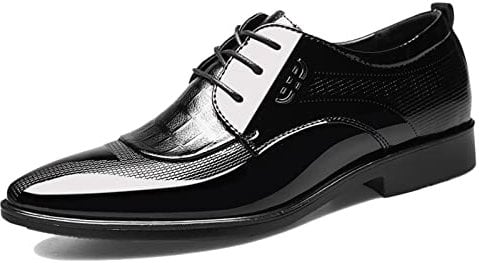 Hoefirm Zapatos Hombre Vestir Zapatos Oxford Charol Zapatos de Cordones Formales Derby para Hombre Zapatos Negro 46 EU