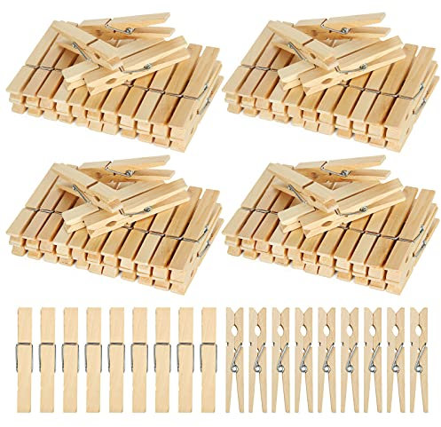 JMIATRY 200 Pcs Wooden Pegs, 7.2cm Wooden Craft Peg for Photos, Wooden Clothes Pegs For Washing Line or Hanging Photos, Arts and Craft