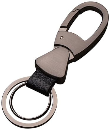 Cerbery - Schlüsselanhänger aus Leder mit Ringen und Geschenkbox - Auto Geschenk Schlüsselband Schlüsselbund Schlüsselhalter Schlüsselring (Schwarz)