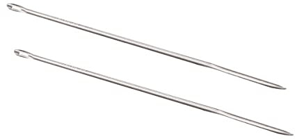 HIC Kitchen Roasting Straight Trussing Needles, 18/8 Stainless Steel, 8-Inches, Set of 2, for Securing Stuffed Poultry and Rolled Meat