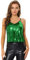 Allegra K Damen Festliches Oberteil Glitzer Top Spaghetti Party Club Camisole Pailletten Shirt Schwarz Grün M