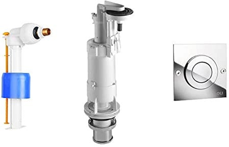Inbagno Batteria di Scarico per Cassetta Alta, Completa di Tasto e Galleggiante Silenzioso, per Sostituzione Batteria CATIS (Tasto Acciaio Cromato)