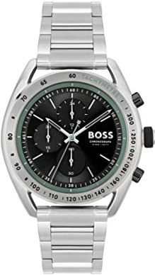 BOSS Chronograph Quarz Uhr für Herren Kollektion Center Court mit Silbernes Edelstahlarmband - 1514023