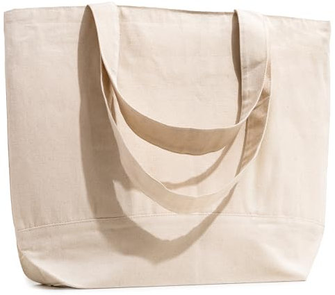 Carrywell (Nicht in China hergestellt) Canvas-Tragetaschen, wiederverwendbare Einkaufstaschen, Bio-Baumwolltuch, Natürlich, 12 pack, Markt-Tragetasche