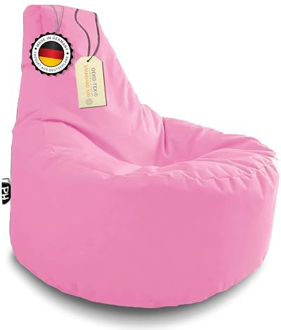 PATCH HOME Gamer Kissen & Lounge Sitzsack – befüllbar mit Reißverschluss, gefüllt mit Styropor, geeignet für In- & Outdoor. Perfekt als Gaming Sessel Sitzkissen (Altrosa, Ø 65cm x Höhe 70cm Junior)