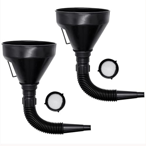 Fuel Funnel,2 PCS Large Plastic Funnels Petrol oil Funnel with Detachable Spout Funel Plastic Funnel with Extendable Multi Purpose Funnel for Motorcycle Car Automotive