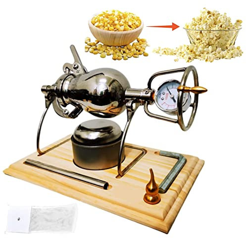 CIRONI 2023Nueva máquina de Palomitas de maíz Manual para el hogar, Mini máquina de Palomitas de maíz de manivela de 260 ml, Acero Inoxidable 304, Retro, manivela, Calentamiento Lento con manómetro