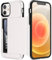 JETech Cover Portafoglio per iPhone 12/12 Pro 6,1 Pollici con Porta Carte, Custodia Protettiva Antiurto Doppio Strato, Slot Nascosto Scorrevole (Bianco)