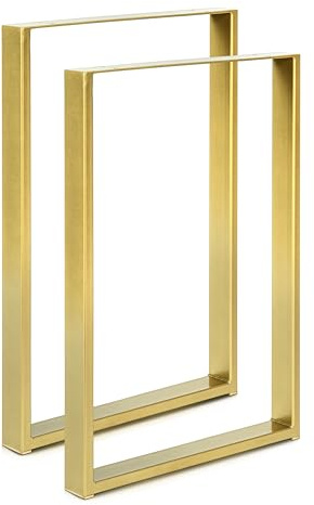Magnetic Mobel 2 x Tischbeine aus Metall für Schreibtisch Esstisch, Möbelfüße Tischgestell Tischuntergestell Tischkufen (Gold | Profil 6x2 cm, 60x72 cm)