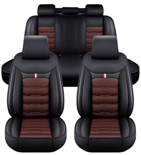 LICOME Auto Sitzbezüge für VW Golf 7 Variant/Golf Variant R R-Line Wagon, Leder Autositzbezüge, Wasserdicht Schonbezüge Vordersitze und Rückbank Komplettset Sitzschoner Zubehör,C Black Coffee