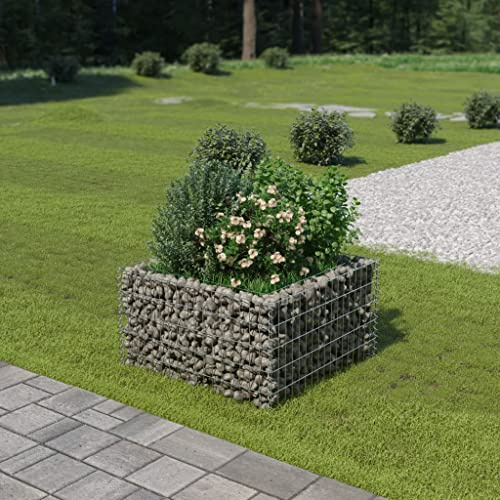 Gewächshaus Balkon Pflanzbeet Balkonkästen Gabionen-Hochbeet Verzinkter Stahl 90×90×50 cmfür Gärten, Terrassen, Rasenflächen
