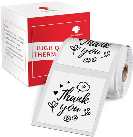 Phomemo M110 Etikett Phomemo Multifunktional Thermo selbstklebendes Etikett,1.96x1.96 (50x50mm),kompatibel mit M110 M200 M120 M220 M221 M108 M102 M100 M150 M250 M260 Etikettendrucker, 150/Rolle