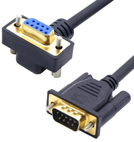 LANMINGLEL DB9 90 Gradi Cavo Dritto attraverso DB9 RS232 Cavo Seriale 9 Pin RS232 Com Porta Cavo di Collegamento per la Comunicazione dei Dati (Maschio/Femmina)