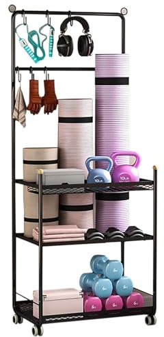 Kurzhantelständer, Hantelständer, Yogamatte Aufbewahrung, Yoga Matte Regal, Organizer für Hanteln, Zuhause und Fitnessstudio Lagerregal, Sportgeräte standregal, für Hanteln, Yoga Matte