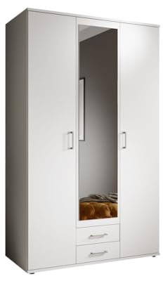 Arthauss Transform Your Bedroom with the Elegant KARL 3-Door Hinged Wardrobe: Spacious Storage, Sleek White Matt Finish, and Full-Length Mirror for the Modern UK Home