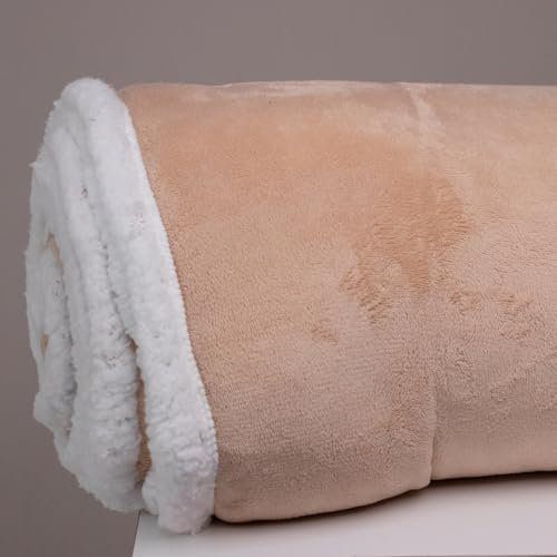LARA MORADA - Plaid Una Piazza E Mezza, Morbidissimo Pile Coral, Misura 160x200 cm, 460 gsm, Plaid Agnellato, Coperta Pelosa Extra Calda, Ginevra Brown